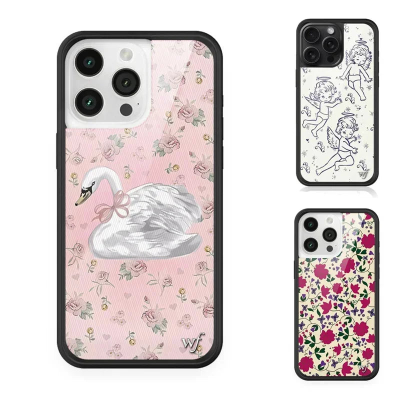Fashion Wildflower Cartoon Swans Phone Case for iPhone 13 Pro 14 pro 15 Max 16 pro max 12 Cute Puppy WF Deer Cherry Protection Fashion Wildflower Cartoon Swans Phone Case for iPhone 13 Pro 14 pro 15 Max 16 pro max 12 Cute Puppy WF Deer Cherry Protection